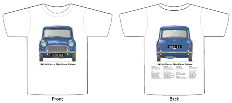 Morris Mini-Minor Deluxe 1962-64 T-shirt Front & Back